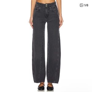 Free People Aster Straight Leg Jeans - Charcoal Black Wash